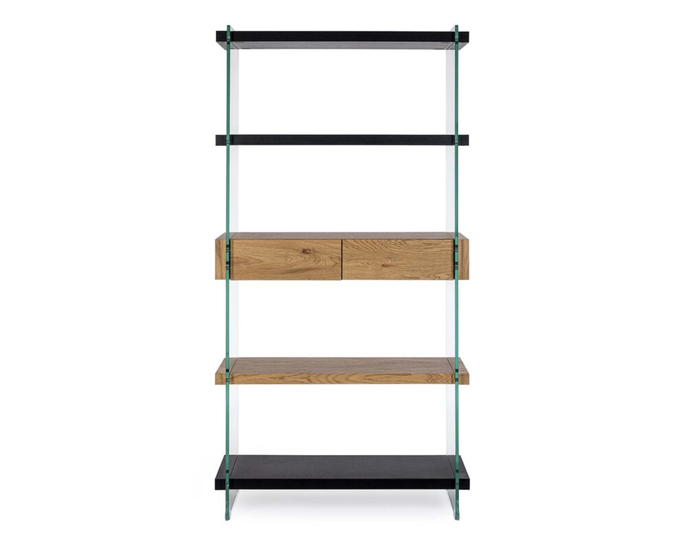 0734006 8051836411364 Libreria 4 piani 2 cassetti line wood nero 0002 0734006 TF1