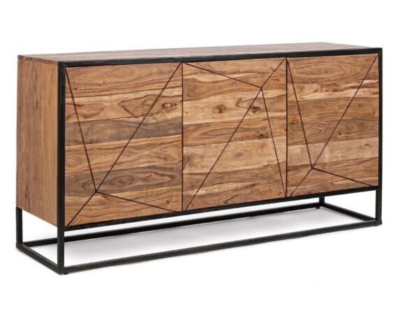 Credenza 3 Ante Egon In Legno Di Acacia E Acciaio – Bizzotto