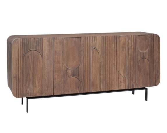 Credenza Con 4 Ante Orissa Naturale In Legno Di Mango E Acciaio – Bizzotto