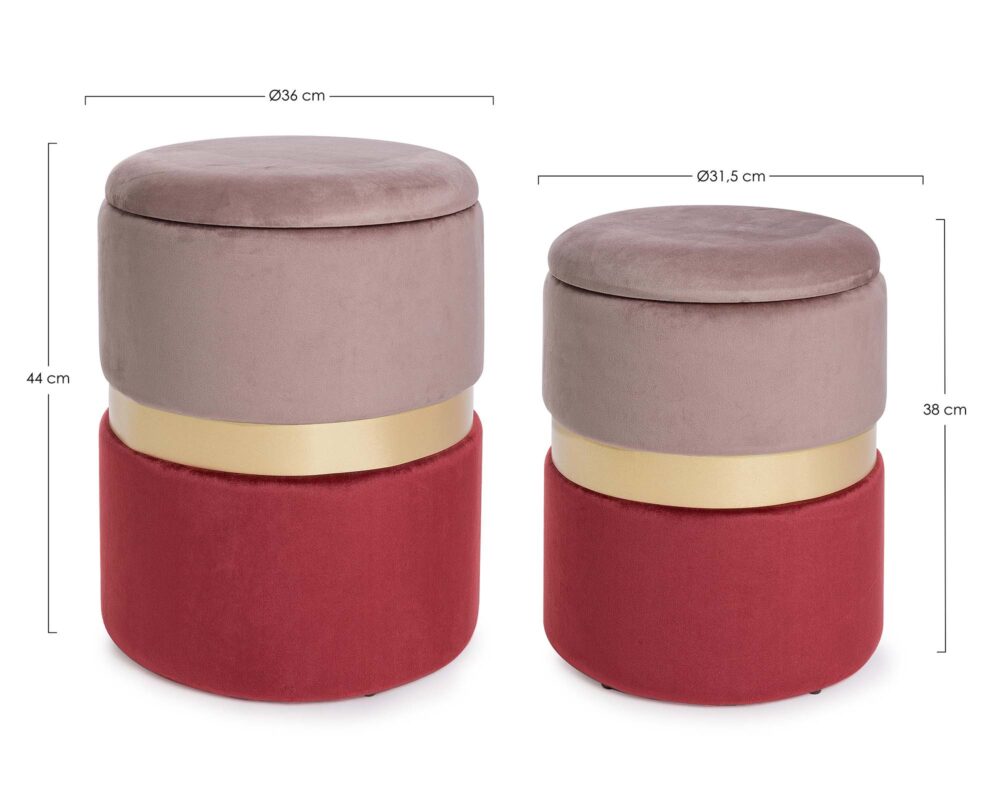 0720337 8051836238046 Set2 pouf cont.polina rosa rosso 0000 0720337 QU1