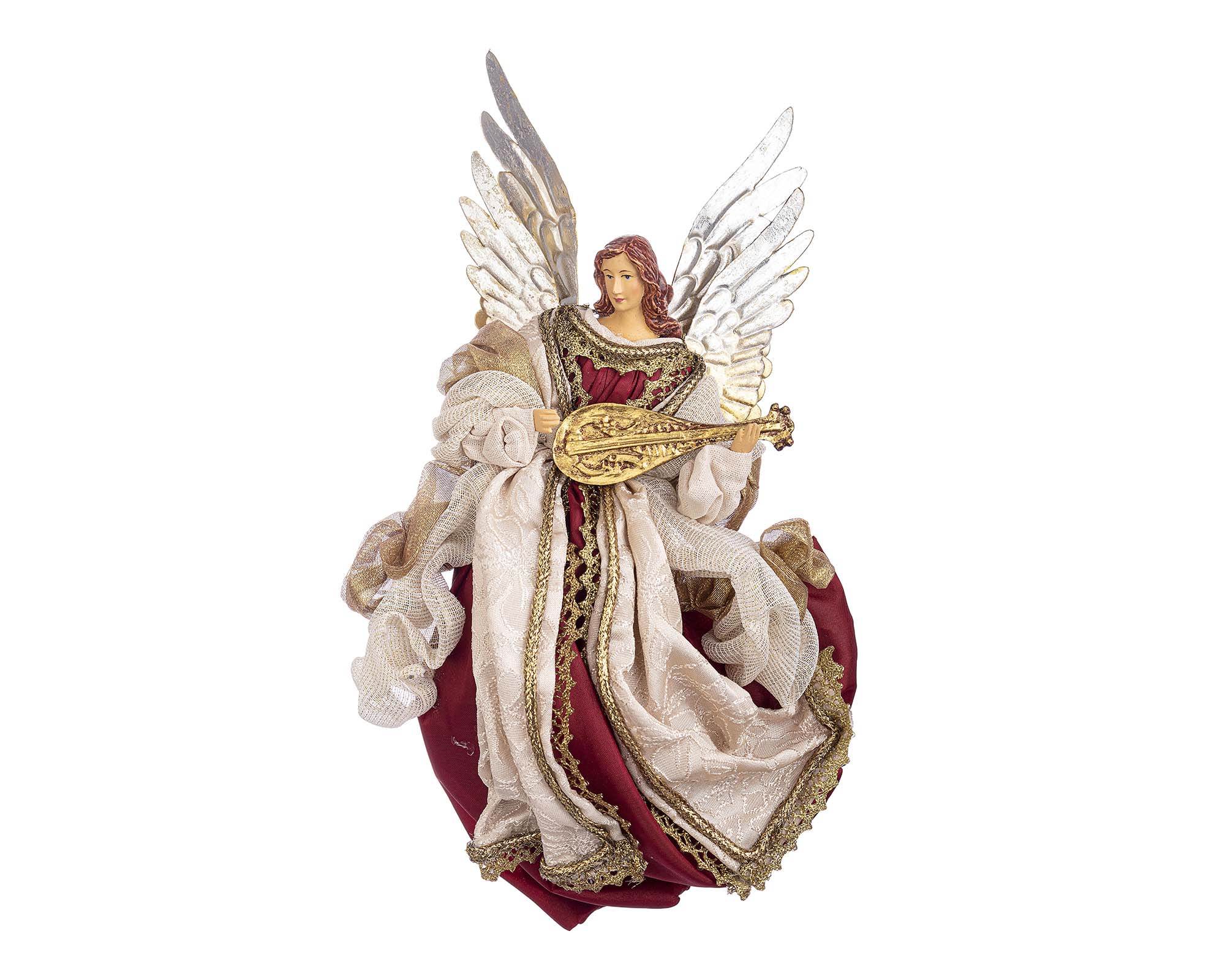 Statua di Natale Angelo Raphael Color 28h in Resina, Tessuto e