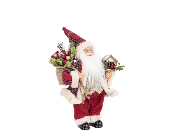 Decorazione Babbo Natale Alwin Stand Scozzese S In Ferro E Poliestere – Bizzotto