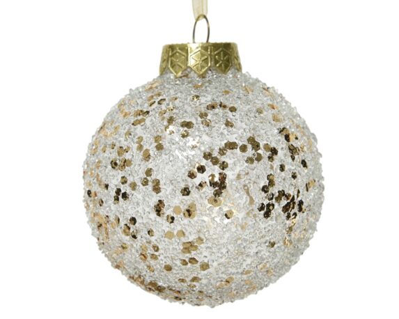 Decorazione Sfera Champagne Con Perline D8CM