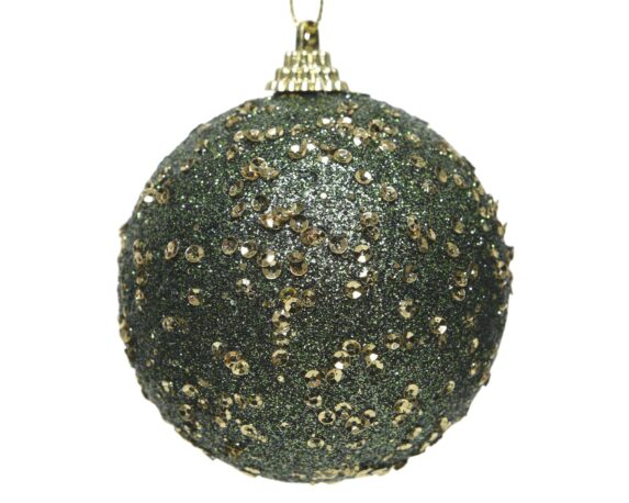 Decorazione Sfera Verde Con Glitter D8CM In Schiuma