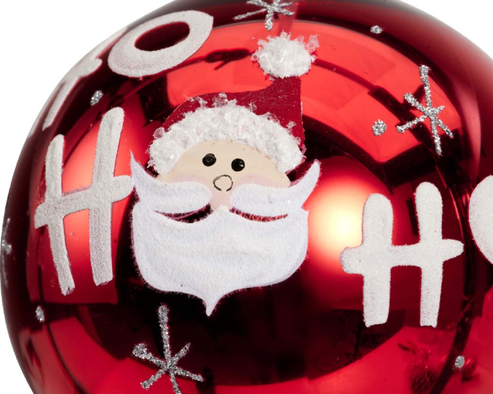 10060391 8719152570157 133562 SFERA VETRO SANTA HO HO HO ASS BIANCO ROSSO D8CM 0003 133562s6