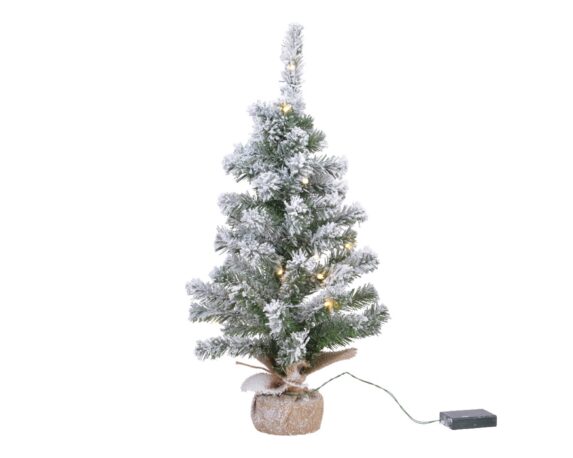 Mini Albero Imperial Floccato Con Luci E Sacchetto D46x90cm In Pvc