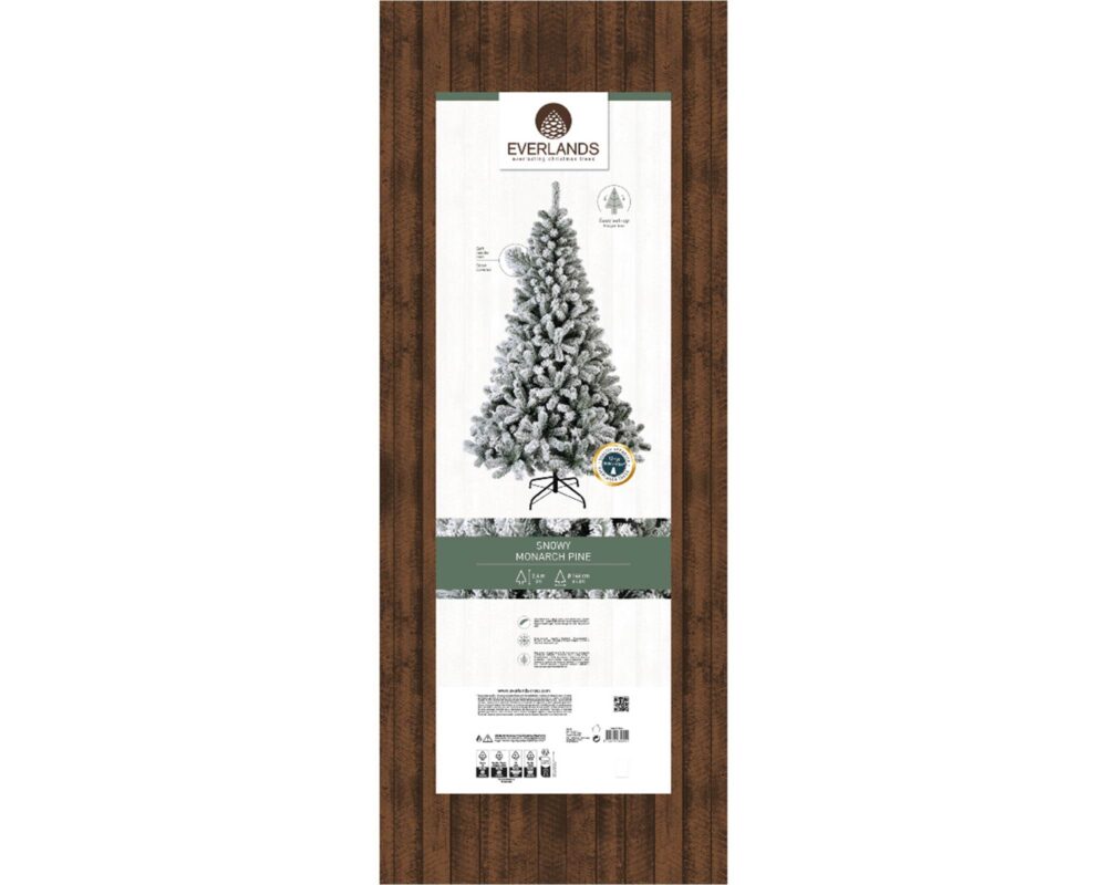 Albero Pino Monarch Sintetico Innevato con 1135 Rami Verde e Bianco D146x240h in Pvc - immagine 5