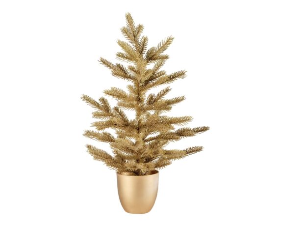 Decorazione Mini Albero Con Vaso Tiffany Glitter Oro 60h In SU