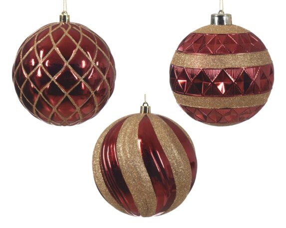 Decorazione Sfera Rosso E Oro Con Perline Assortito D8CM