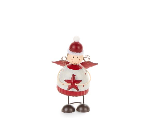 Decorazione Bimba Natale 14x9x6cm In Metallo