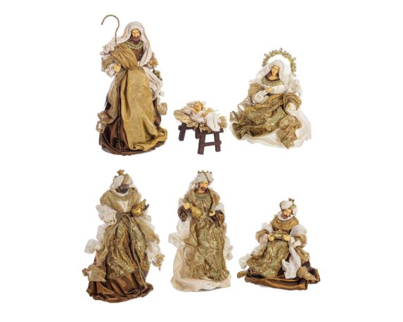 Set 6 Pz Decorazione Natività Splendour Bronzo L In Resina E Canapa – Bizzotto