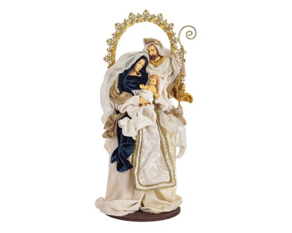 Decorazione Natività Sacra Famiglia Eden Stand Con Corona 53h In Resina E Canapa – Bizzotto