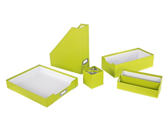 Set 5 Pz Box Desk Verde Opaco In Cartone E Metallo – Bizzotto