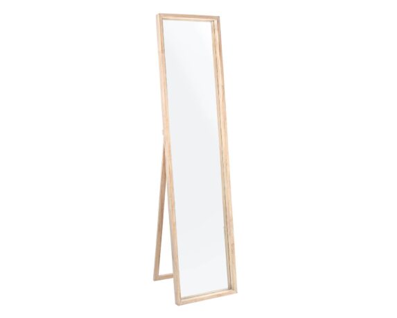 Specchio Con Cornice E Sostegno Tiziano Naturale Rettangolare 40×170 In Legno Di Paulonia E MDF – Bizzotto