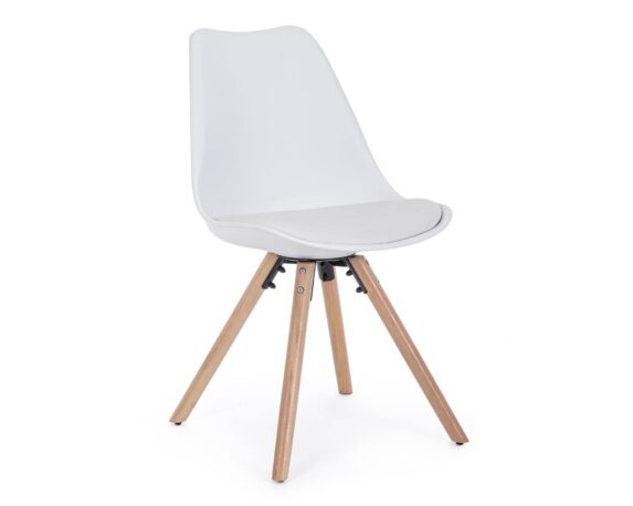 Sedia New Trend Bianco In Legno Di Faggio E Similpelle – Bizzotto