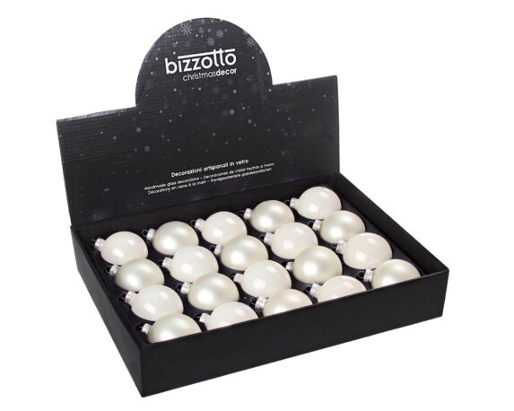 Set 20 Pz Sfere Decorazione Bianco Assortito D60 In Vetro – Bizzotto