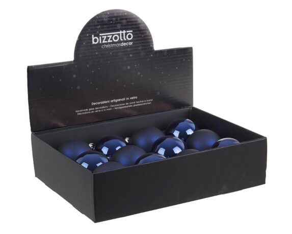 Set 12 Pz Sfere Decorazione Blu Assortito D8 In Vetro – Bizzotto