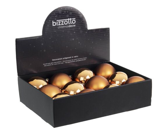 Set 12 Pz Sfere Decorazione Caramel Assortito D8 In Vetro – Bizzotto