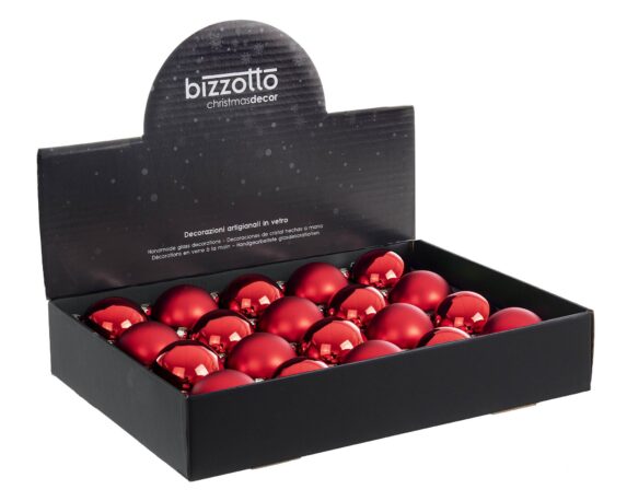 Set 20 Pz Sfere Decorazione Rosso Granata Assortito D60 In Vetro – Bizzotto