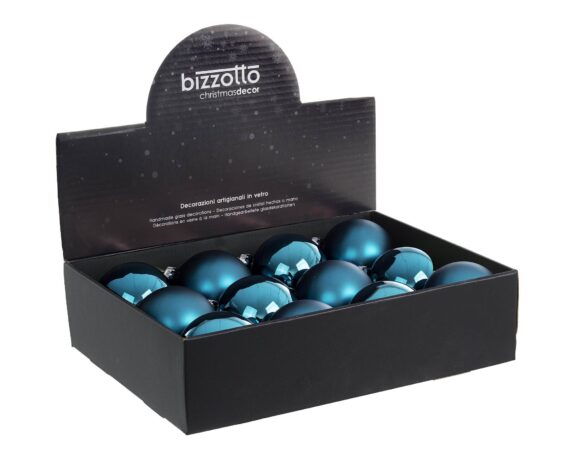 Set 12 Pz Sfere Decorazione Ottanio Assortito D8 In Vetro – Bizzotto