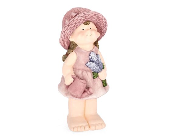 Statua Bimba Justy Stand Con Lavanda 42h In Magnesio – Bizzotto