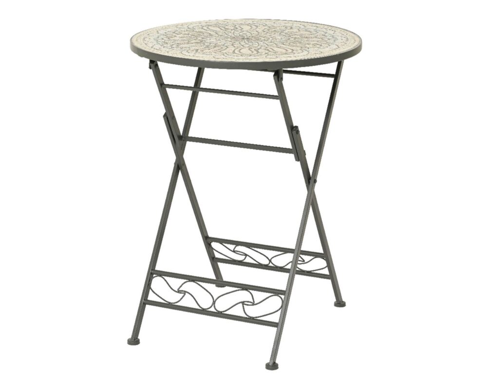 10061630 899263 TAVOLINO BISTROT C MOSAICO FERRO GRIGIO SCURO 76X58CM 0003 899263