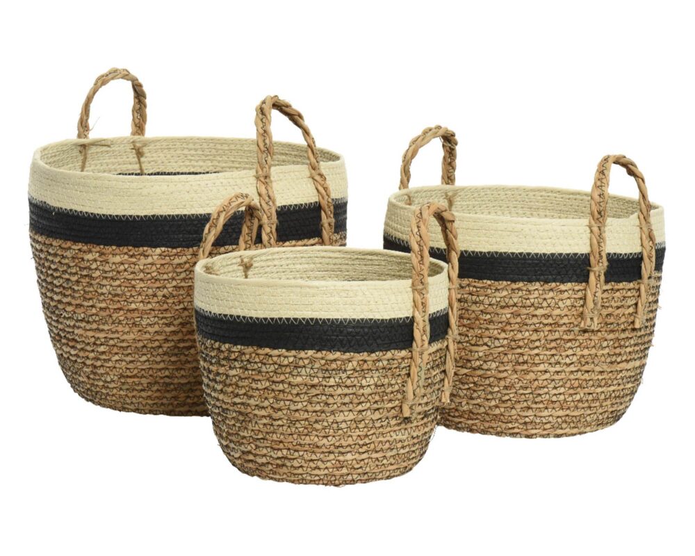 10061985 838803 O1 CESTA P PIANTE C MANICI SEAGRASS NATURALE B BIANCO D33XH26CM 0021 838803