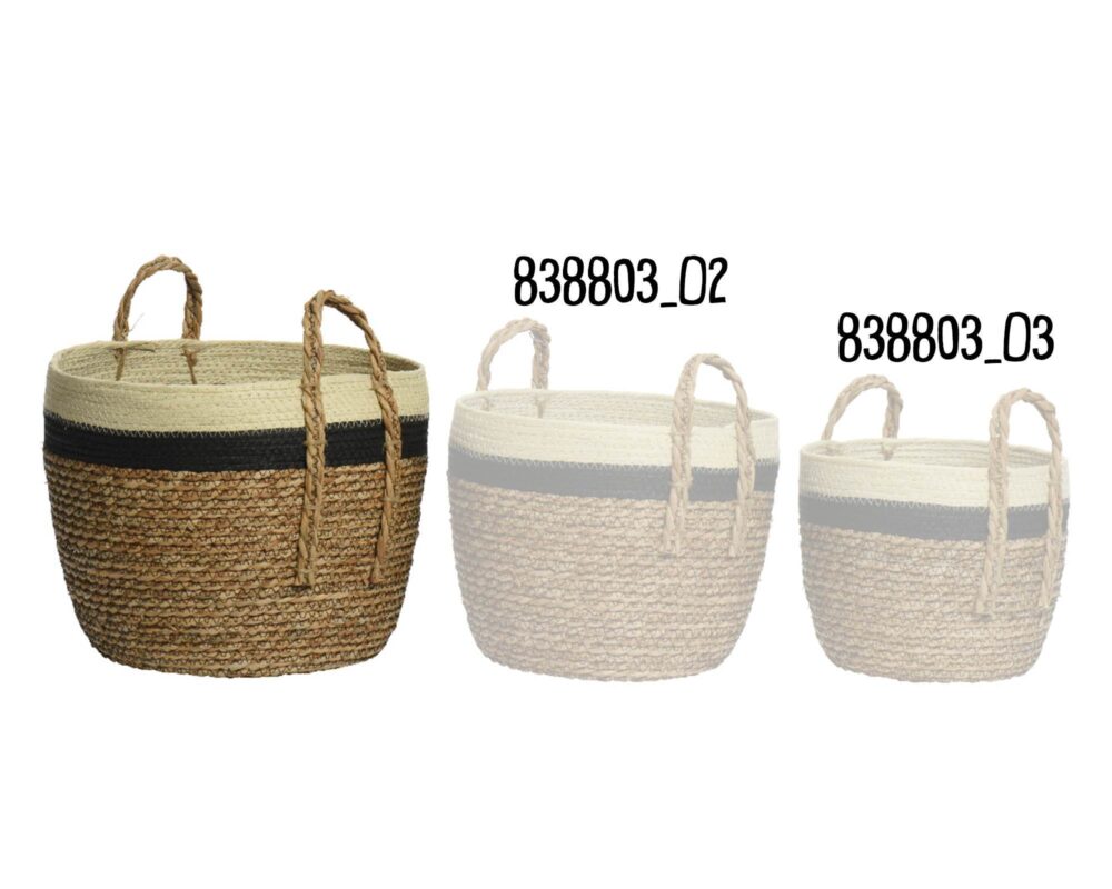 10061985 838803 O1 CESTA P PIANTE C MANICI SEAGRASS NATURALE B BIANCO D33XH26CM 0022 838803 O3