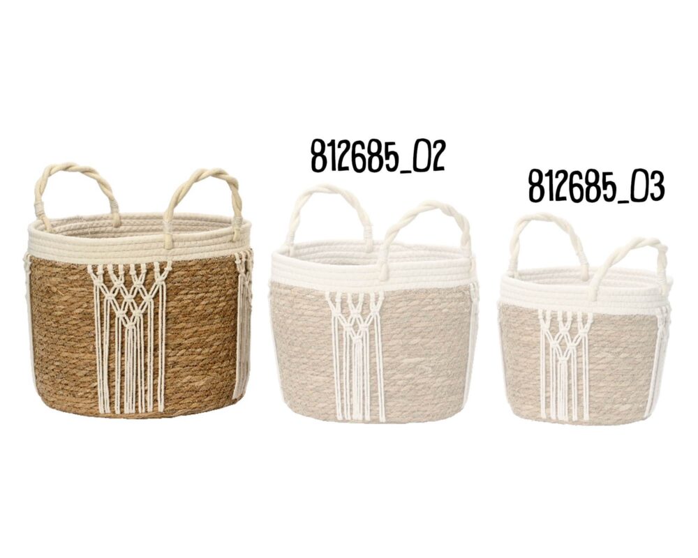 10062009 812685 O1 CESTA C MANICI MACRAME PAGLIA BIANCO NATURALE D32XH27CM 0036 812685 O3