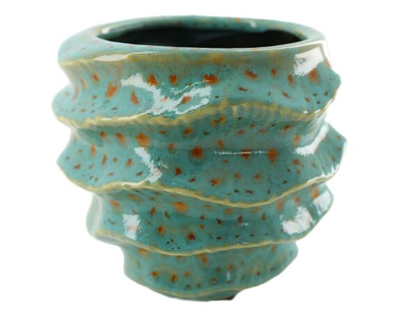 Cachepot Decorativo Onde Acqua Blu D15x13,5cm In Ceramica – Dijk