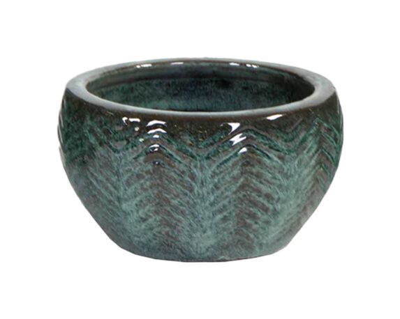 Cachepot Basso Fishbone Verde Moss D18x10cm In Ceramica – Mega Collections