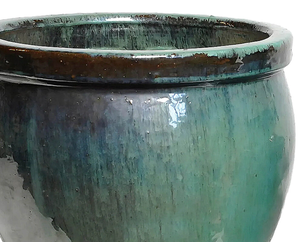 Cachepot Glazed Delta Rim Celadon D21x16cm in Ceramica - Mega Collections - immagine 2