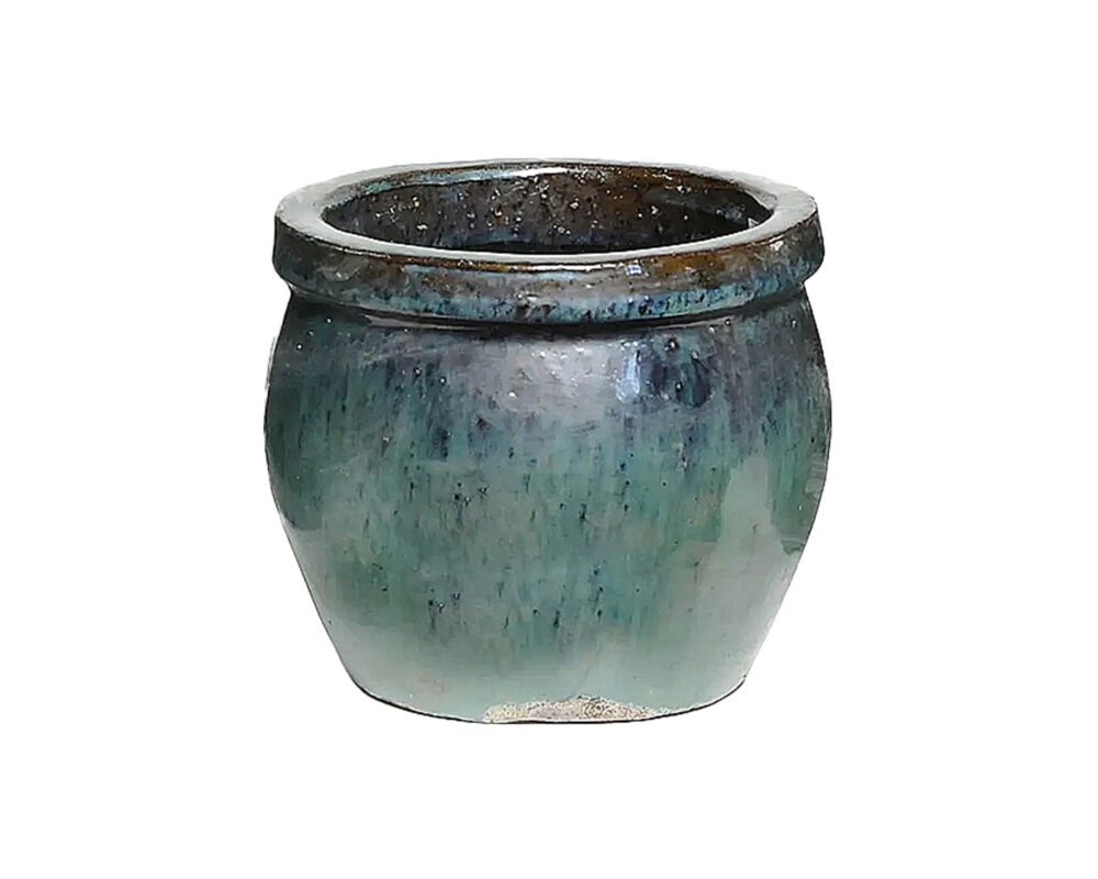 Cachepot Glazed Delta Rim Celadon D21x16cm in Ceramica - Mega Collections