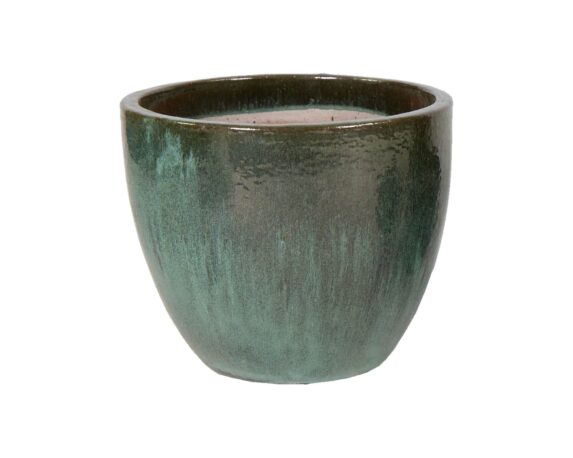 Cachepot Smaltato Verde Muschio D22x21cm In Ceramica – Mega Collections