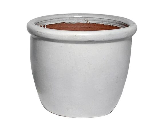 Cachepot Bordato Smaltato Bianco D39x30cm In Ceramica – Mega Collections