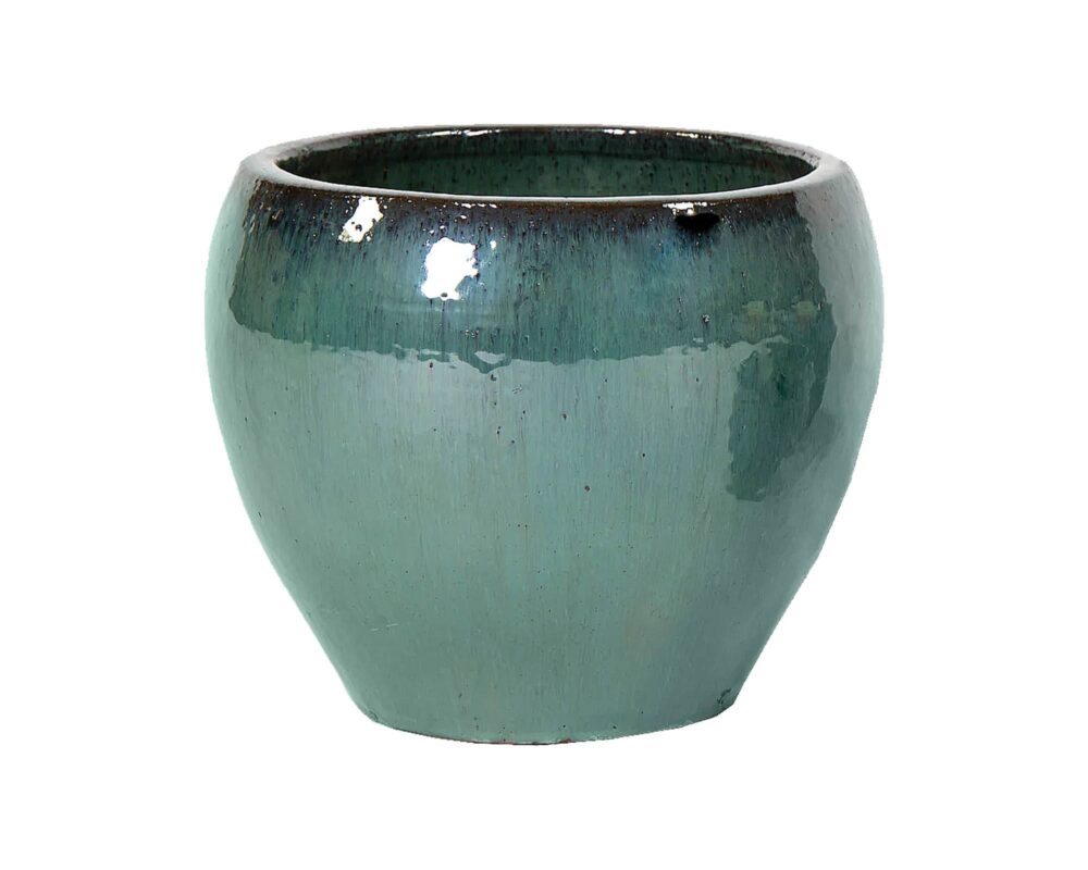 Cachepot Smaltato Belly Celadon D20x18cm in Ceramica - Mega Collections