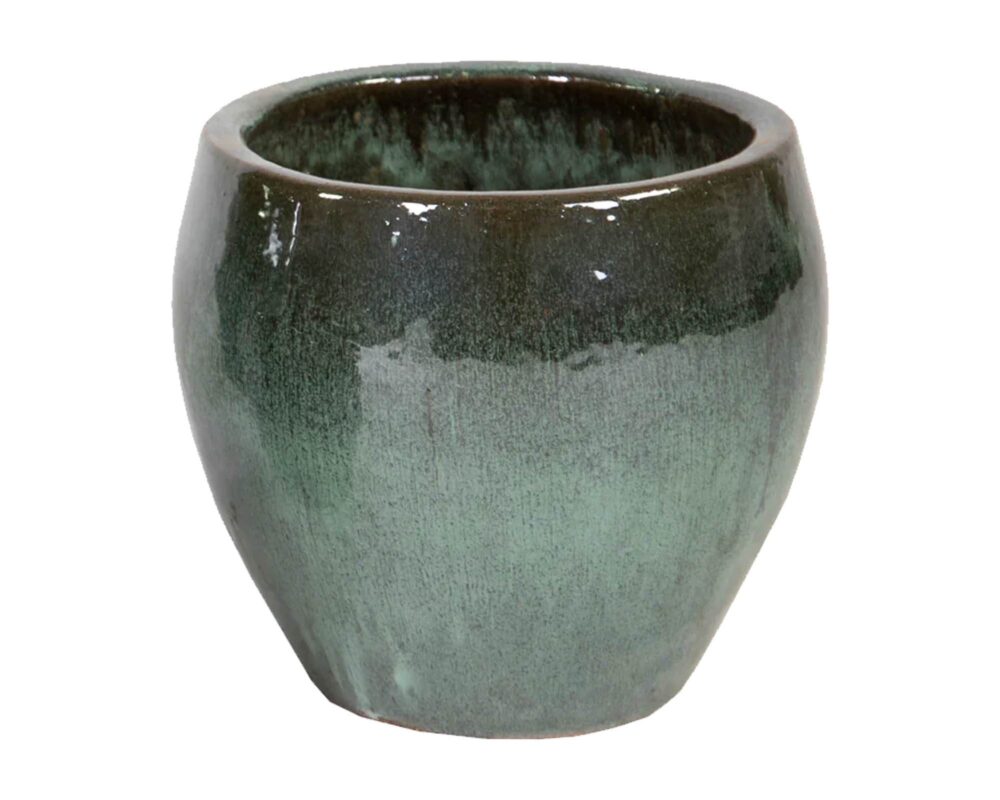 Cachepot Smaltato Belly Verde Muschio D28x25cm in Ceramica - Mega Collections