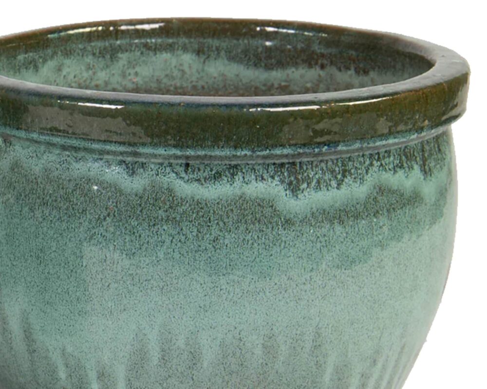 Cachepot Smaltato Delta Verde Muschio D21x16cm in Ceramica - Mega Collections - immagine 2