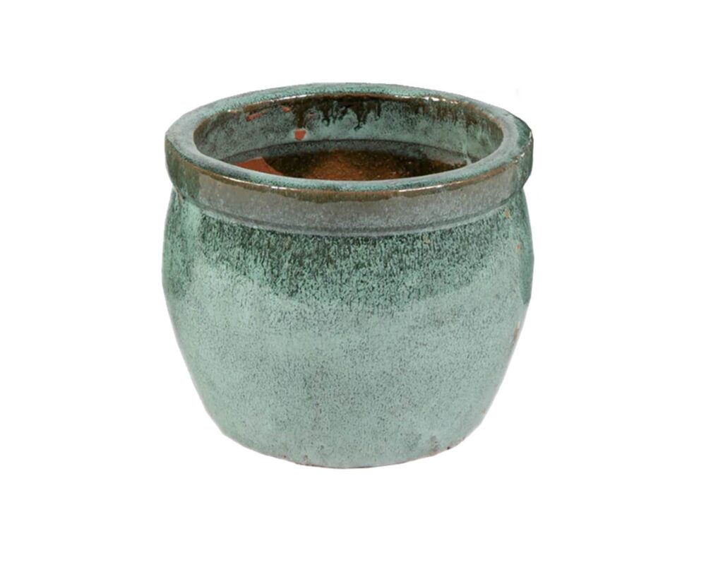 Cachepot Smaltato Delta Verde Muschio D21x16cm in Ceramica - Mega Collections