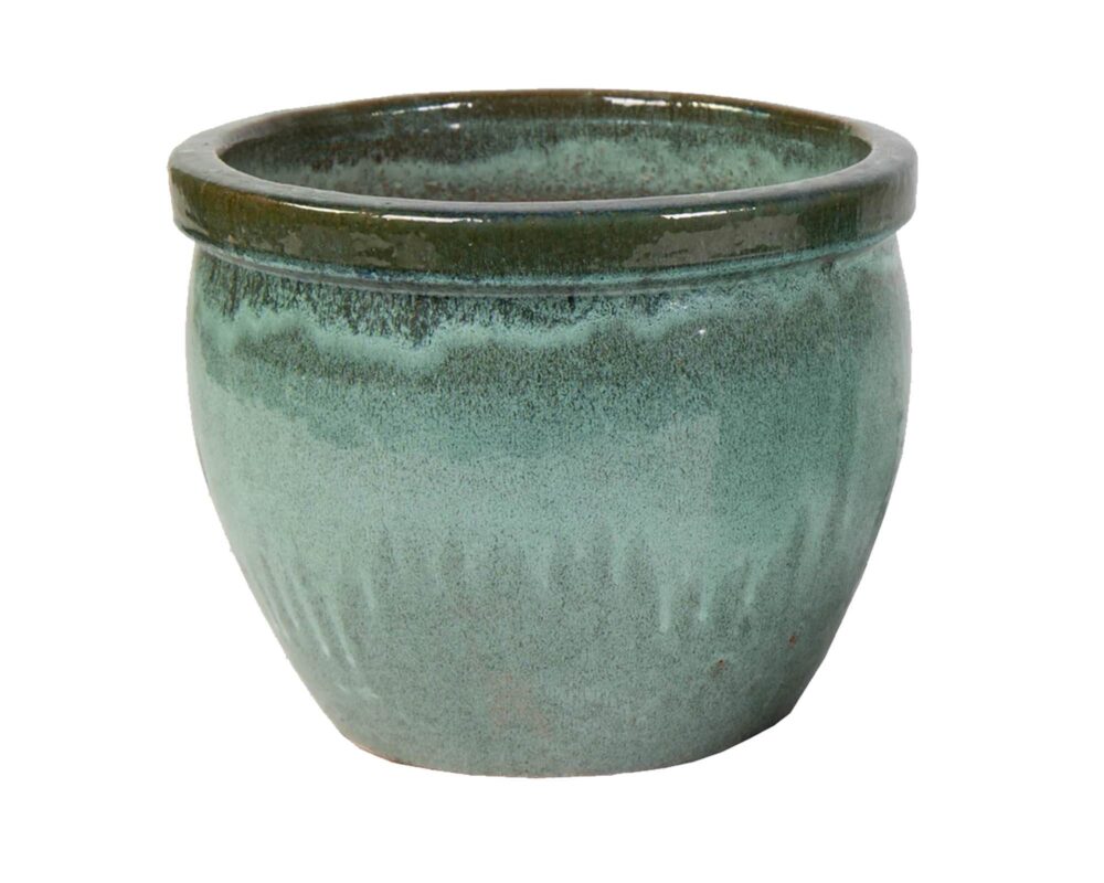 Cachepot Smaltato Delta Verde Muschio D28x24cm in Ceramica - Mega Collections