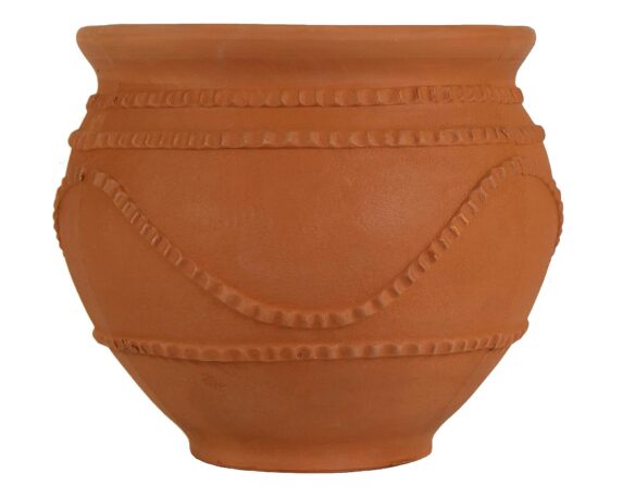Cachepot Smaltato Ovale Pot Marrone D39x33cm In Terracotta – Mega Collections
