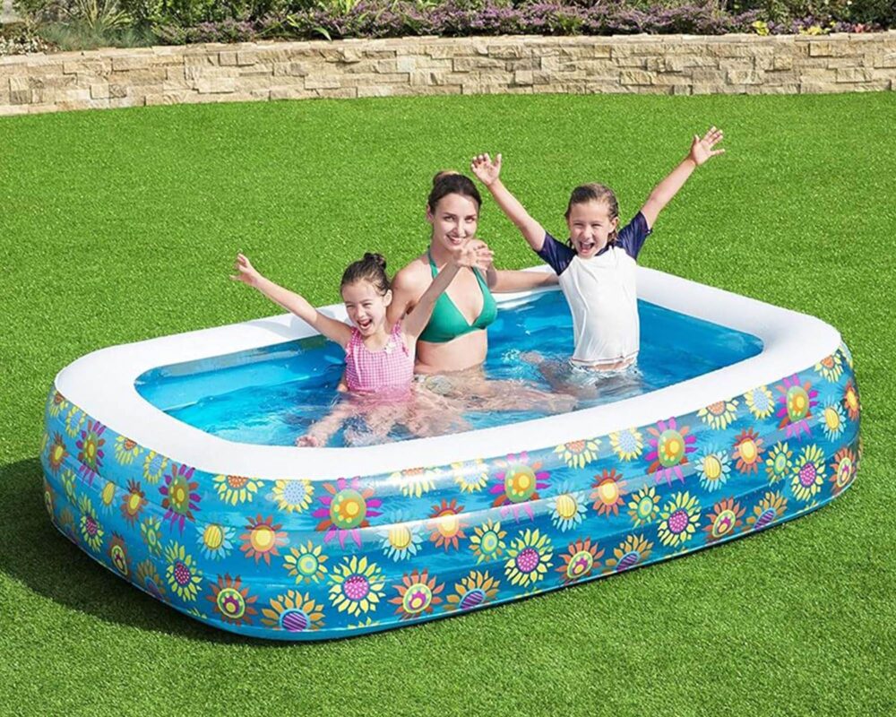 Piscina Family Rettangolare a 3 Anelli con Decoro Floreale 229x152x56cm in PVC - Bestway - immagine 8