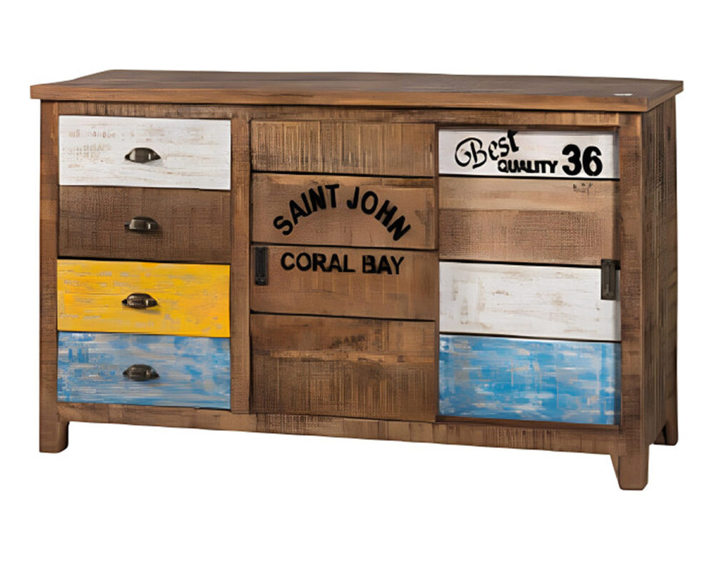 10063323 CREDENZA CORAL BAY 4CSS2ANTE SCORR 688000315 0015 Crednza dcapata in legno riciclato