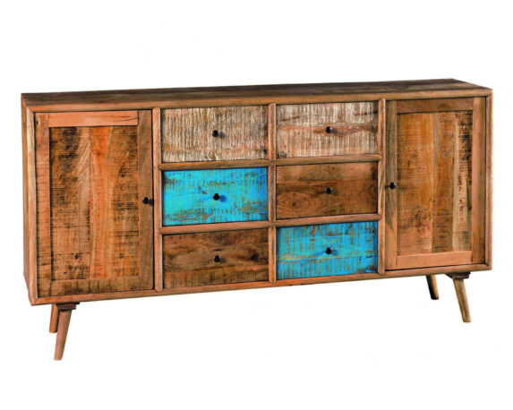 Credenza Atlantique con 2 Sportelli E 6 Cassetti In Legno Di Acacia E Metallo – Agora