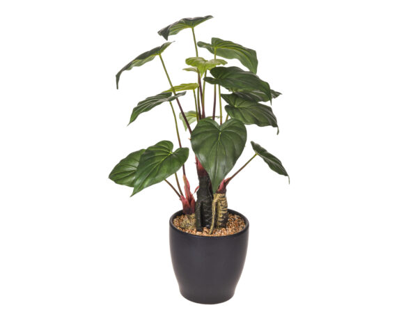 Anthurium Con Vaso D34x56cm Pianta Artificiale In Plastica E Poliestere