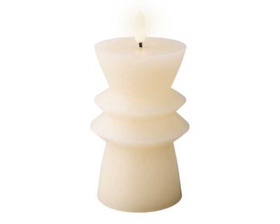 Candela Con Stoppino Led Caldo Crema D7,7xh14,6cm In Cera