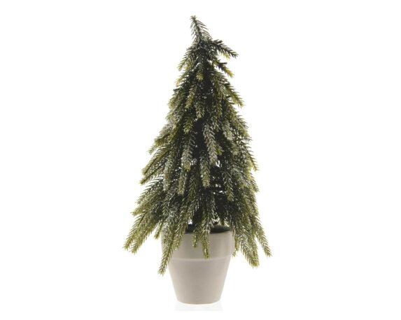 Mini Albero Glitterato Verde D18x34cm In Polietilene