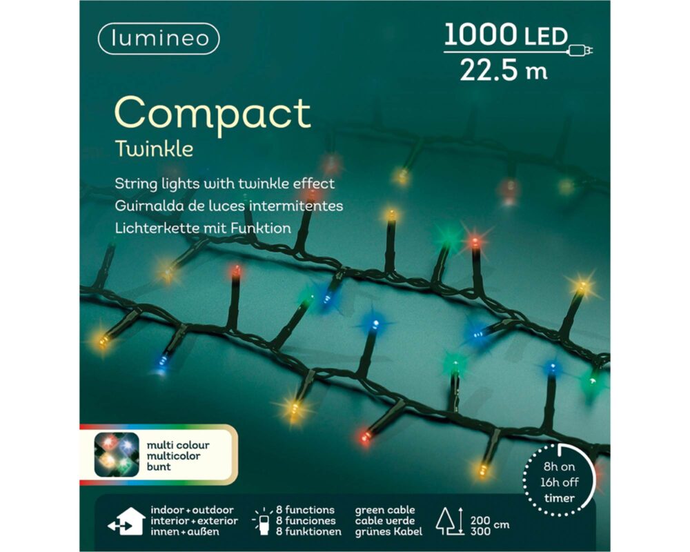 Luci Led Compatte 8 Funzioni per Esterni Verde e Multicolor 2250cm in Pvc - immagine 2