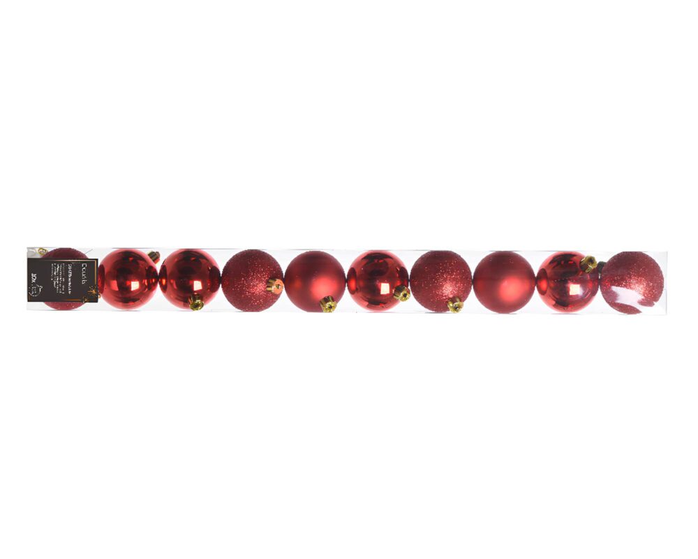 10064881 8718533552034 20172 TUBO 10 SFERE MIX LUCIDE OPACHE GLITTERATE PLASTICA ROSSO D6CM 0002 020172