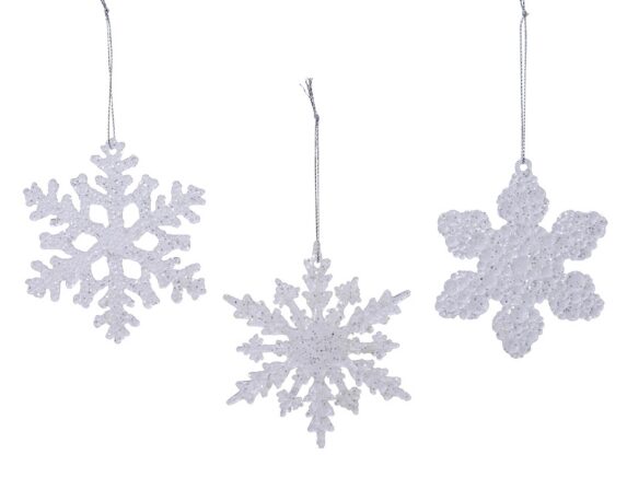 Fiocco Di Neve Con Glitter Trasparente 0,5x10x10cm In Plastica